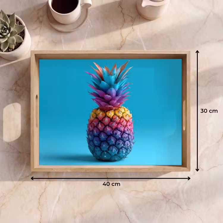 Dienblad - Ananas - Regenboog - Blauw - Popart — 7