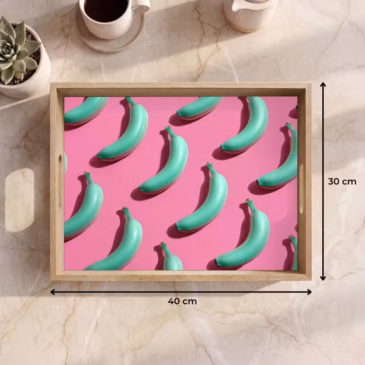 Dienblad - Bananen - Patroon - Blauw - Roze — 7