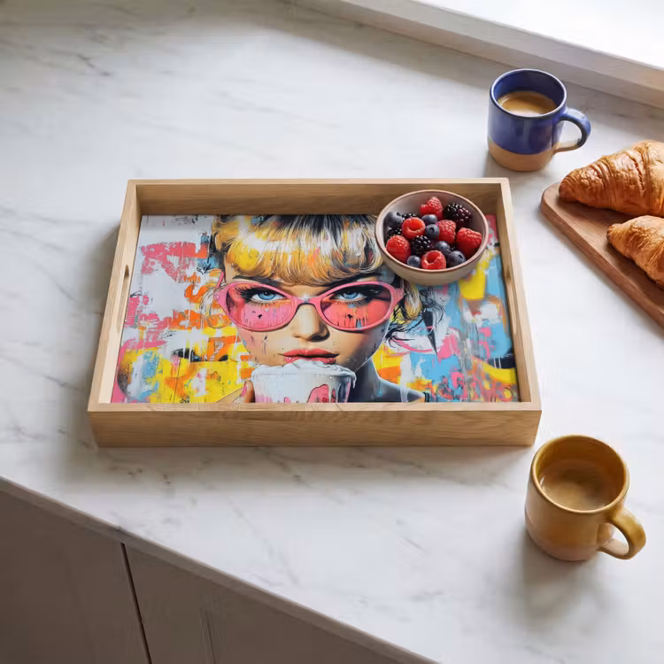 Dienblad - Expressief - Milkshake - Vrouw - Felle kleuren — 3