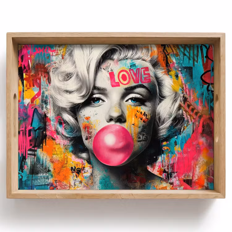 Dienblad - Vrouw - Kauwgom - Graffiti - Neonkleuren — 1