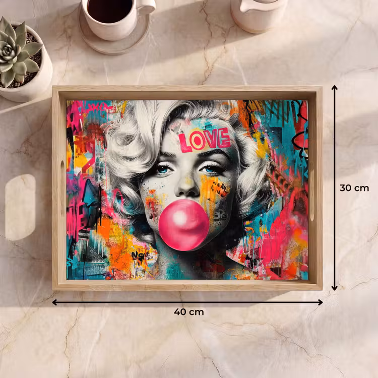 Dienblad - Vrouw - Kauwgom - Graffiti - Neonkleuren — 7