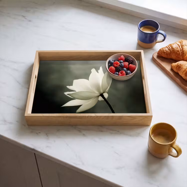 Dienblad - Wit - Lotus - Donker - Bloem — 3