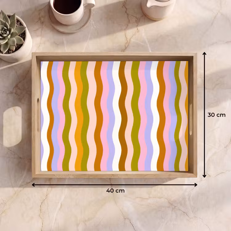 Dienblad - lijnen - Golven - Pastelkleuren - Patroon — 7