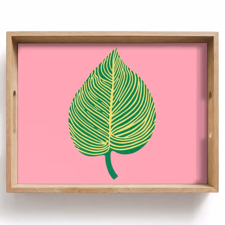 Dienblad - Illustratie - Blad - Minimalistisch - Groen — 1