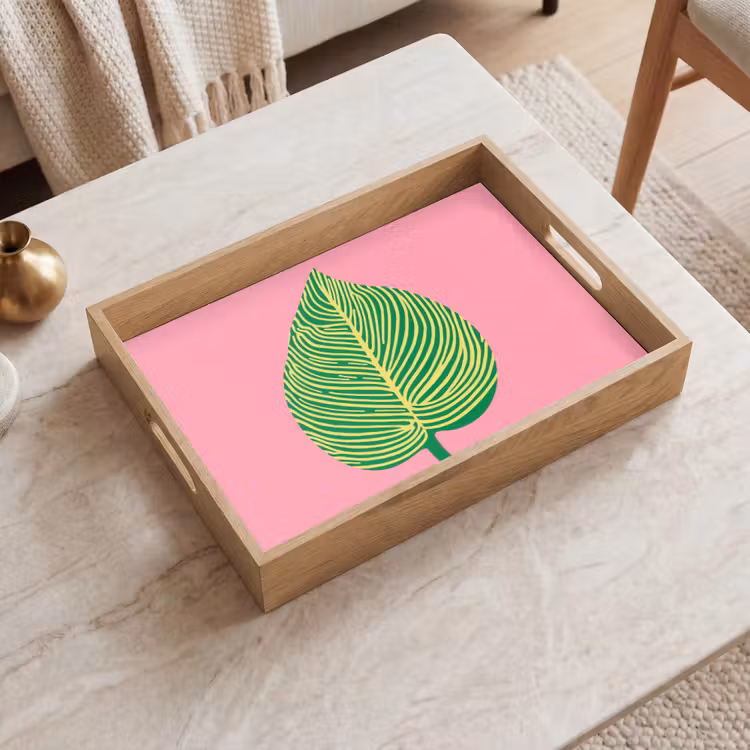 Dienblad - Illustratie - Blad - Minimalistisch - Groen — 2