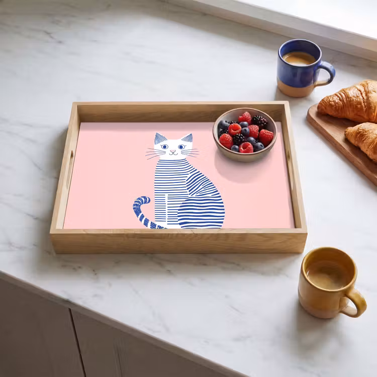 Dienblad - Kat - Illustratie - Minimalistisch - Roze — 3