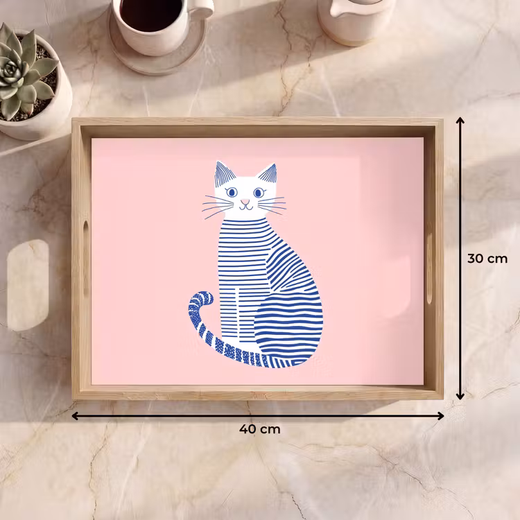 Dienblad - Kat - Illustratie - Minimalistisch - Roze — 7