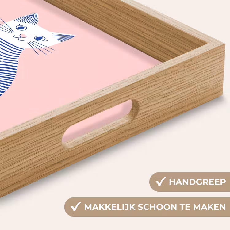 Dienblad - Kat - Illustratie - Minimalistisch - Roze — 8