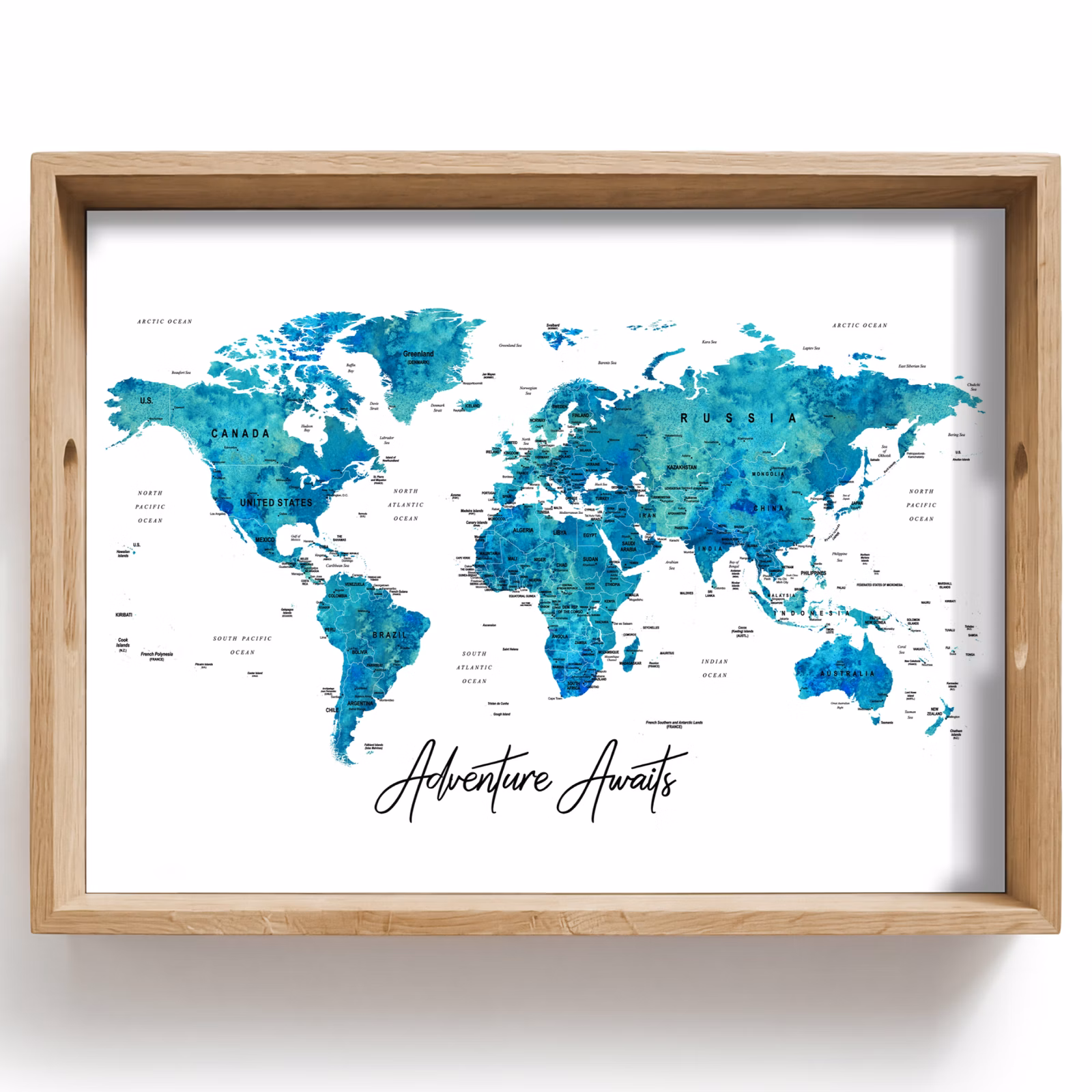 Dienblad - Wereldkaart - Blauw - Kleurrijk — 1