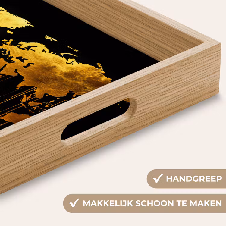 Dienblad - Wereldkaart - Goud - Druipen - Zwart — 8