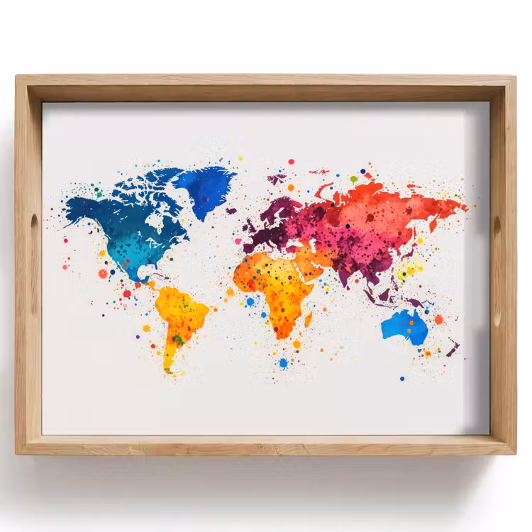 Dienblad - Wereldkaart - Graffiti - Kleurrijk — 1