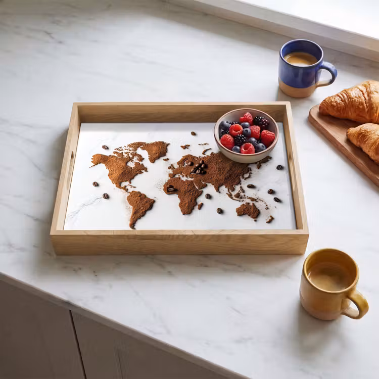 Dienblad - Wereldkaart - Koffie - Marmer — 3