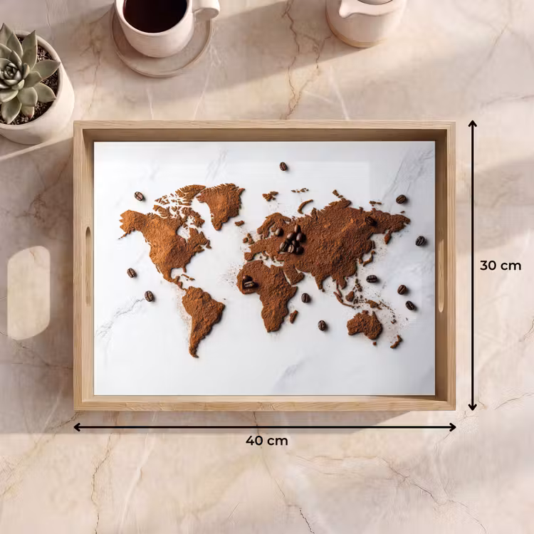 Dienblad - Wereldkaart - Koffie - Marmer — 7