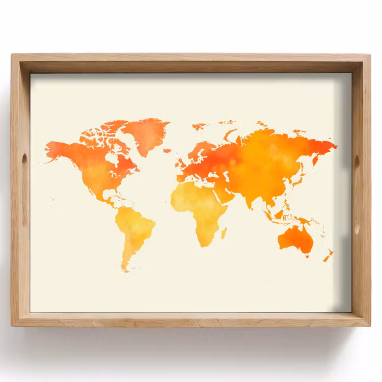 Dienblad - Wereldkaart - Oranje - Kleurrijk — 1