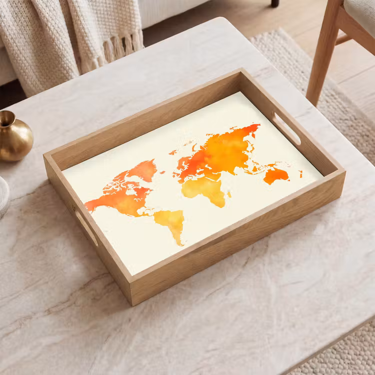 Dienblad - Wereldkaart - Oranje - Kleurrijk — 2