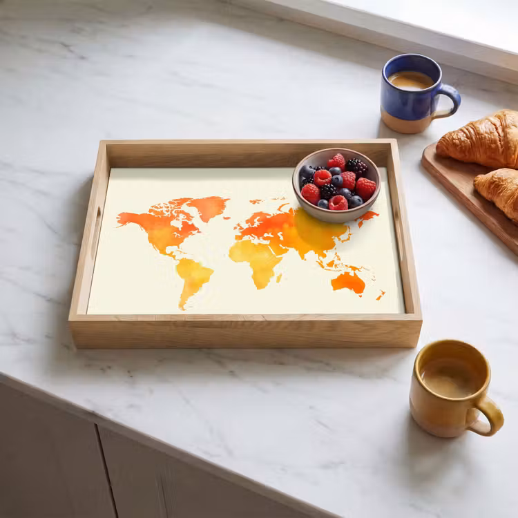 Dienblad - Wereldkaart - Oranje - Kleurrijk — 3
