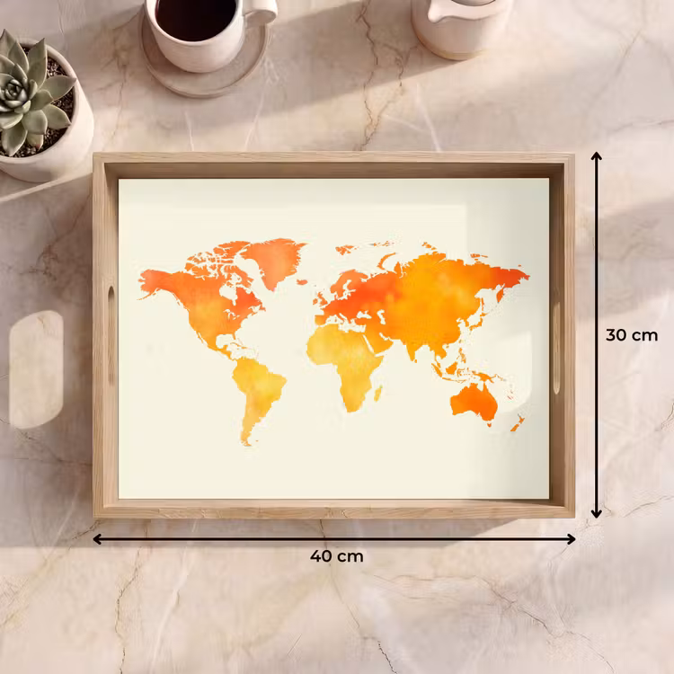 Dienblad - Wereldkaart - Oranje - Kleurrijk — 7