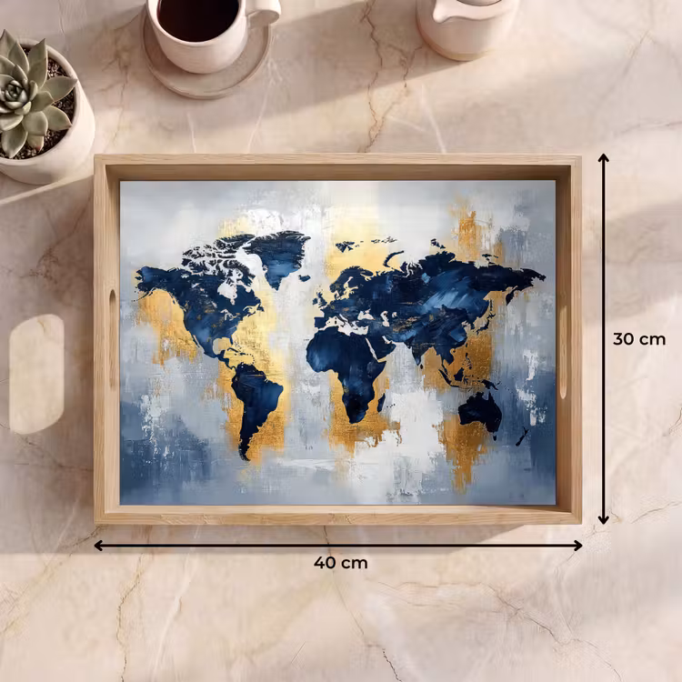 Dienblad - Wereldkaart - Blauw - Abstract — 7