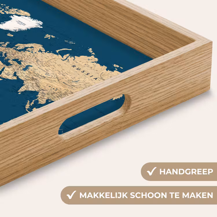 Dienblad - Wereldkaart - Donkerblauw - Beige — 8