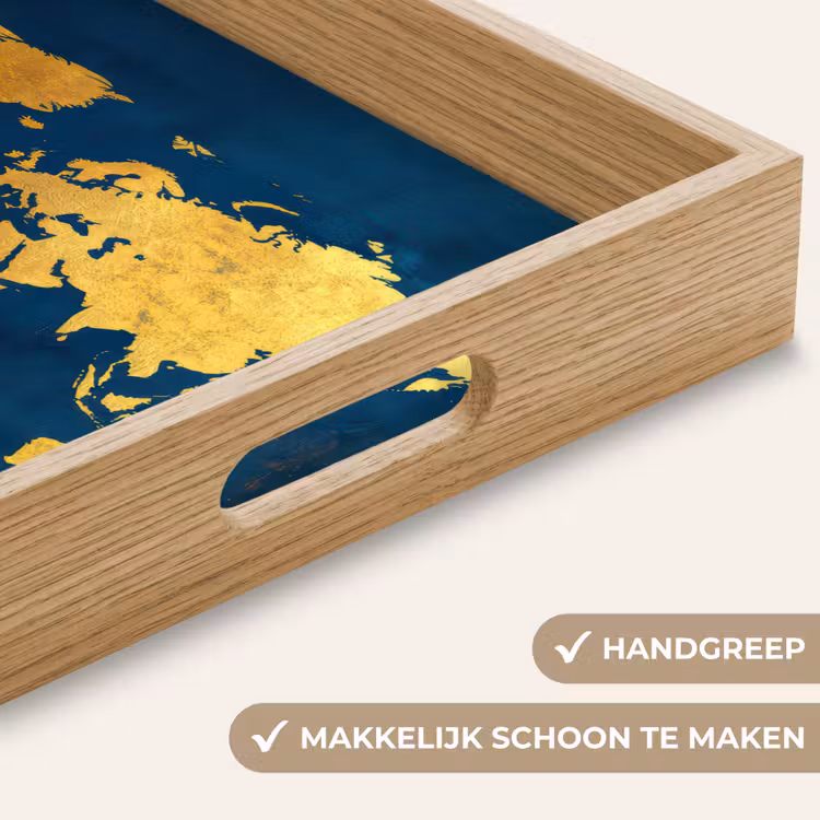 Dienblad - Wereldkaart - Goud - Donkerblauw — 8