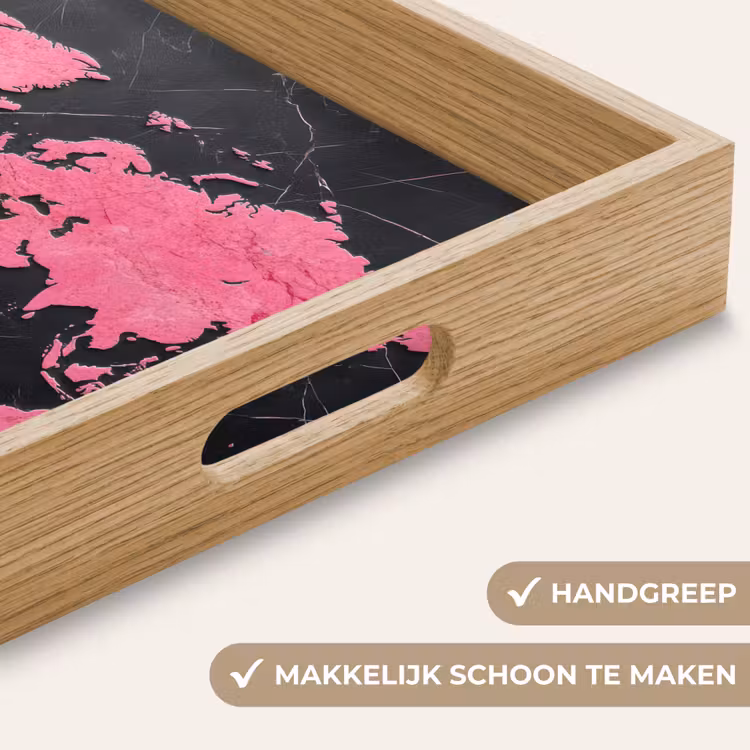Dienblad - Wereldkaart - Roze - Marmer — 8