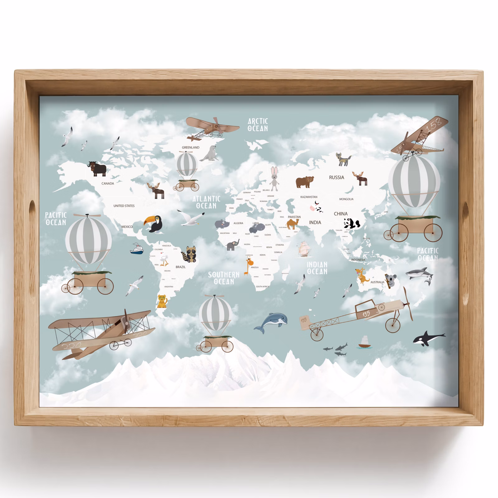 Dienblad - Wereldkaart - Kind - Vliegtuig — 1