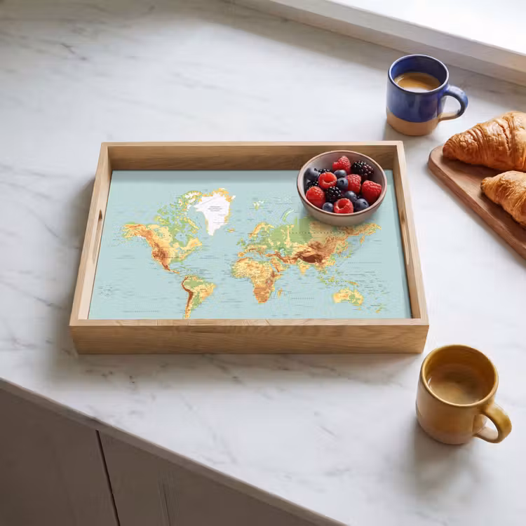 Dienblad - Wereldkaart - Realistisch - Blauw — 3