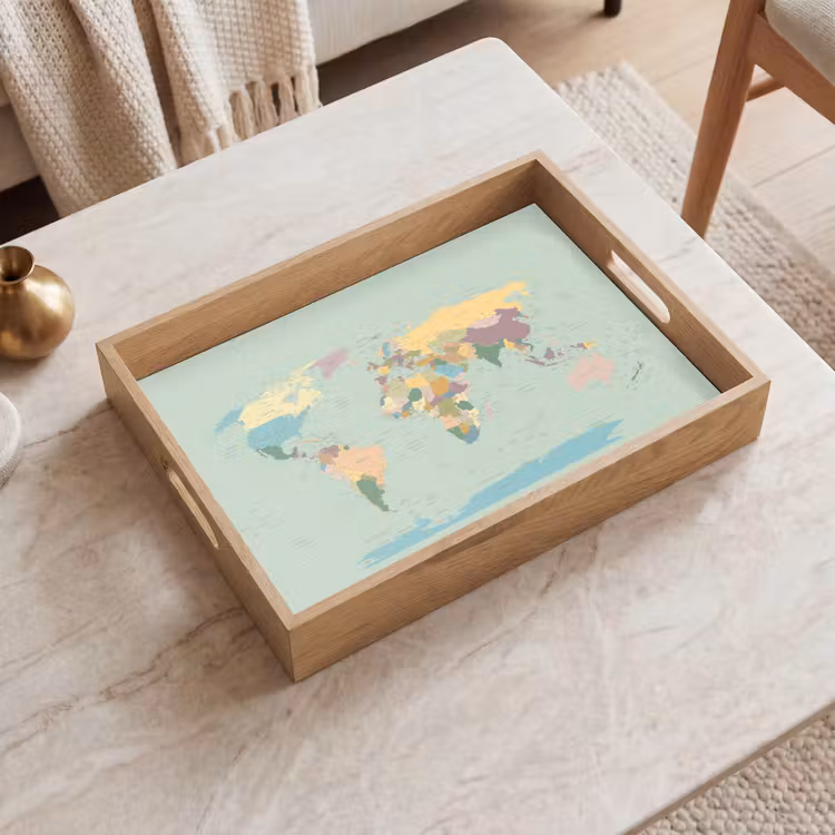 Dienblad - Wereldkaart - Realistisch - Kaart — 2