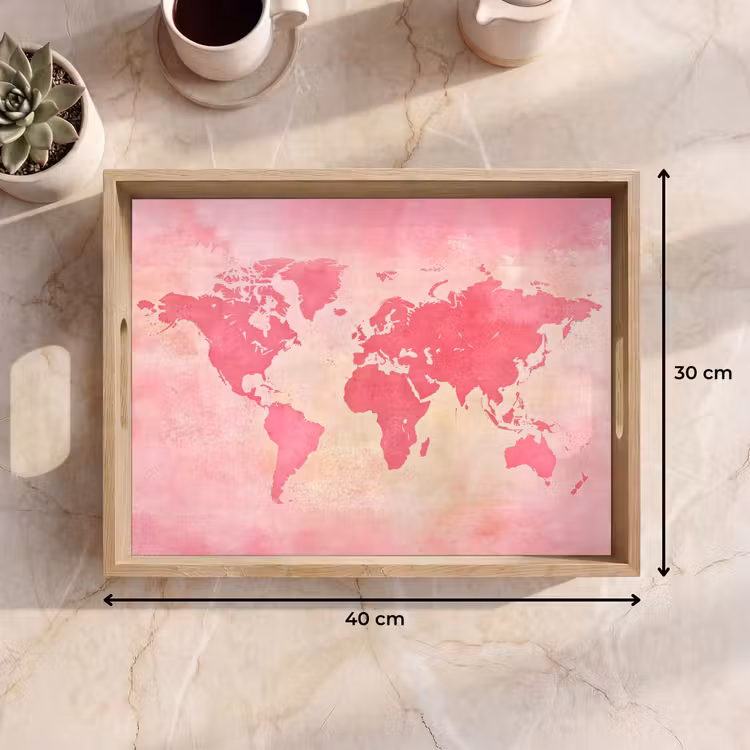 Dienblad - Wereldkaart - Roze - Vaag — 7