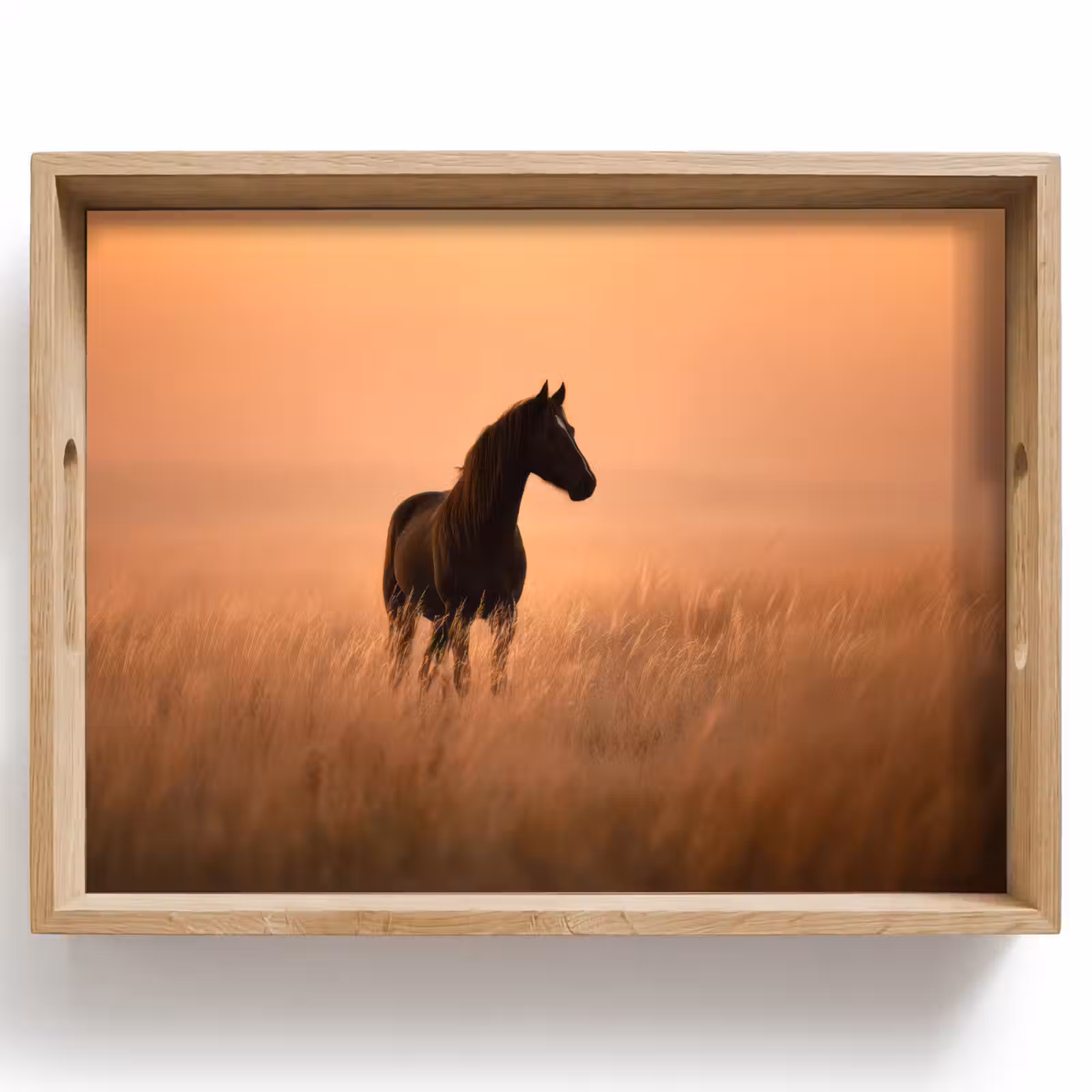Dienblad - Paard - Grasveld - Zonsondergang — 1