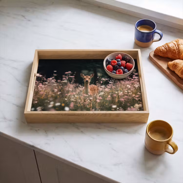 Dienblad - Hert - Wilde bloemen - Bos — 3