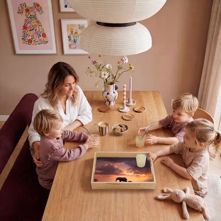 Dienblad - Olifanten - Grasland - Zonsondergang — 5