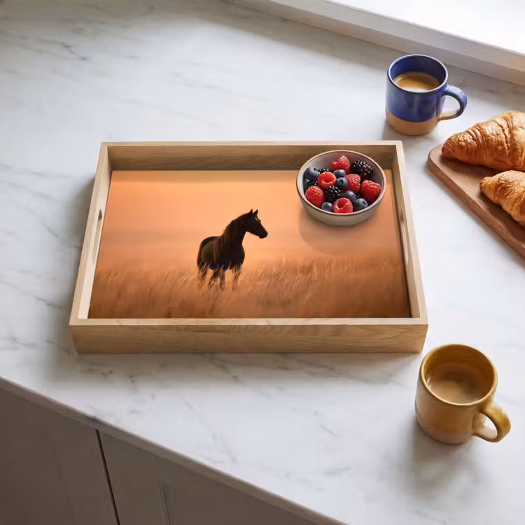 Dienblad - Paard - Grasveld - Zonsondergang — 3