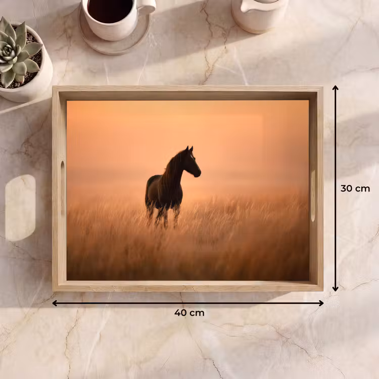 Dienblad - Paard - Grasveld - Zonsondergang — 7