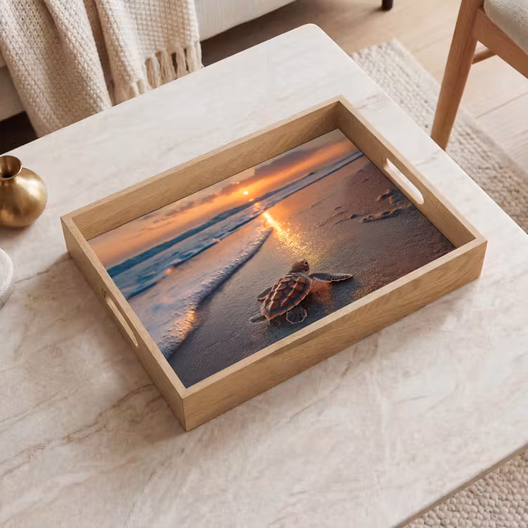 Dienblad - Schildpad - strand - Zonsondergang — 2