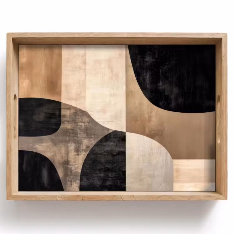 Dienblad - Abstract - Vlakken - Zwart - Rond — 1