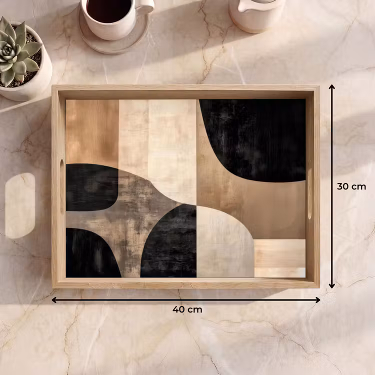 Dienblad - Abstract - Vlakken - Zwart - Rond — 7