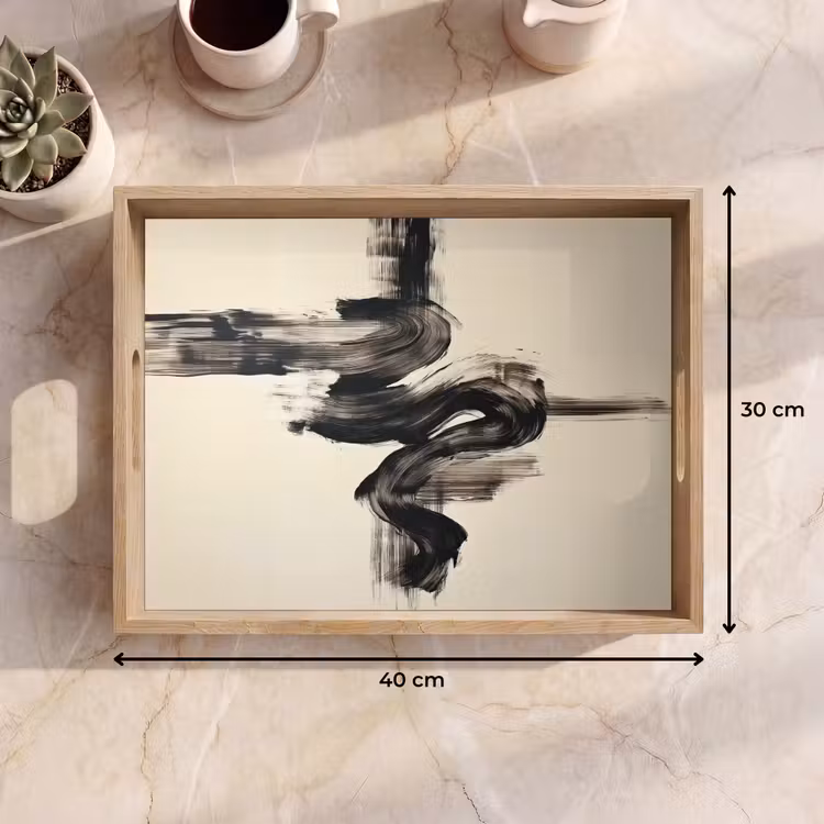 Dienblad - Golven - Penseelstreken - Beige - Minimalistisch — 7