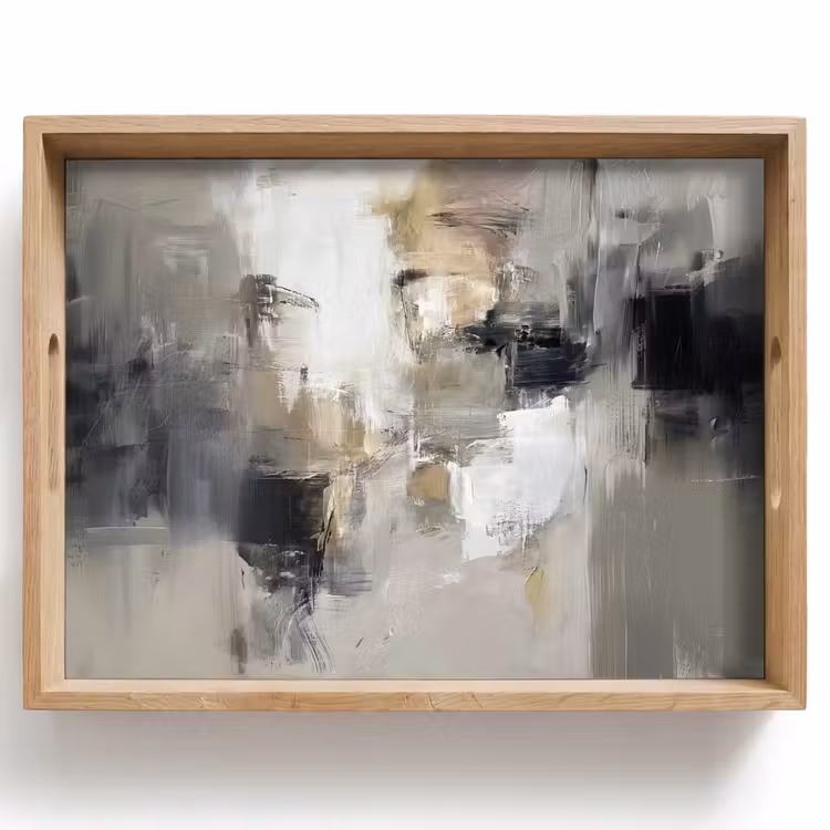 Dienblad - Kleurenpalet - Penseelstreken - Beige - Nevelig — 1