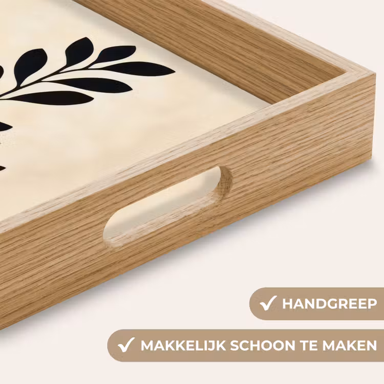 Dienblad - Minimalistisch - Tak - Bladeren - Zwart — 8