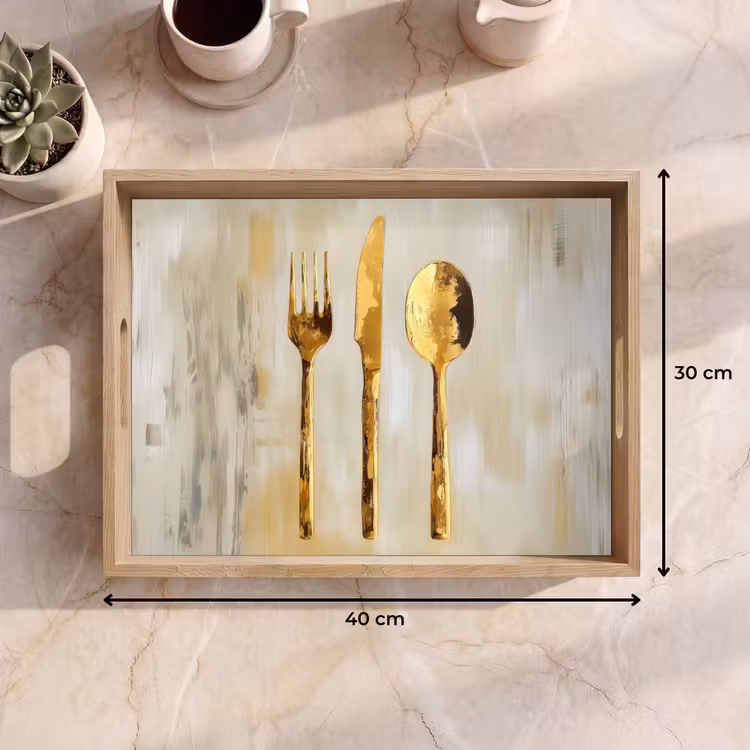 Dienblad - Verf - Goud - Bestek — 7