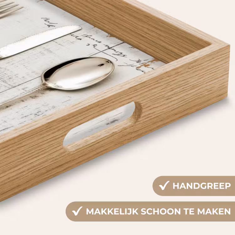 Dienblad - Zilver - Bestek - Hout — 8