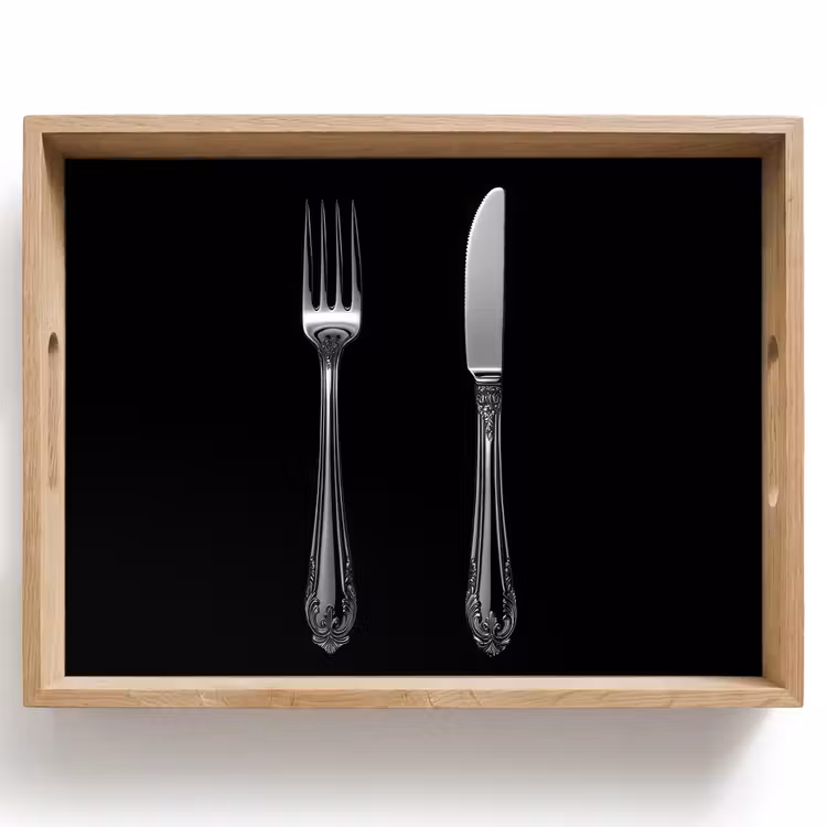 Dienblad - Vork - Mes - Zilver — 1