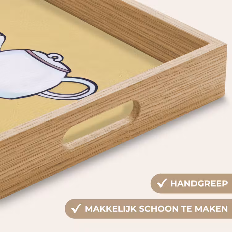Dienblad - Theepot - Kopje - Beige - Illustratie — 8