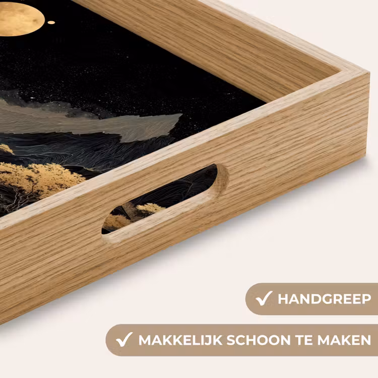 Dienblad - Gouden rivier - Bergen - Maan - Sterrenhemel — 8