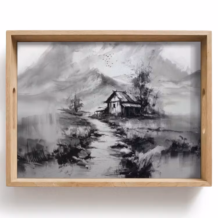 Dienblad - Hut - Grijs - Bergen - Mistig — 1