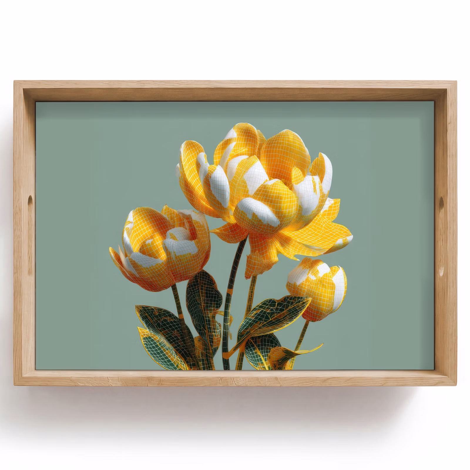 Dienblad - Bloemen - Geel - Bladeren - Structuur — 1