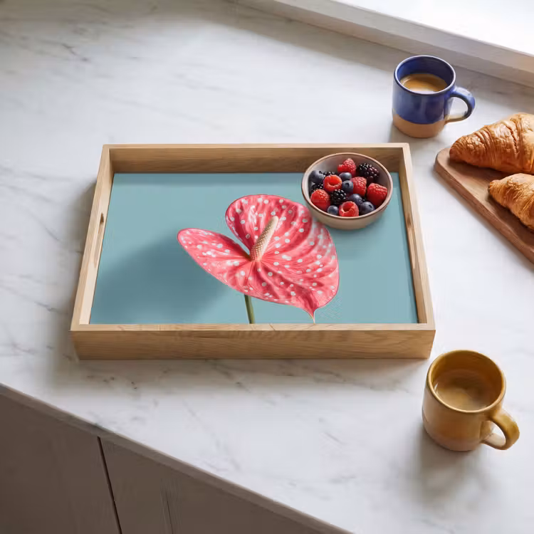 Dienblad - Blad - Anthurium - Stippen - Roze — 3