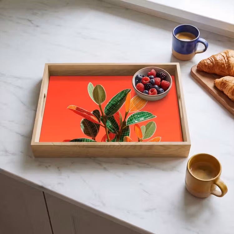 Dienblad - Bladeren - Nerven - Oranje - Structuur — 3