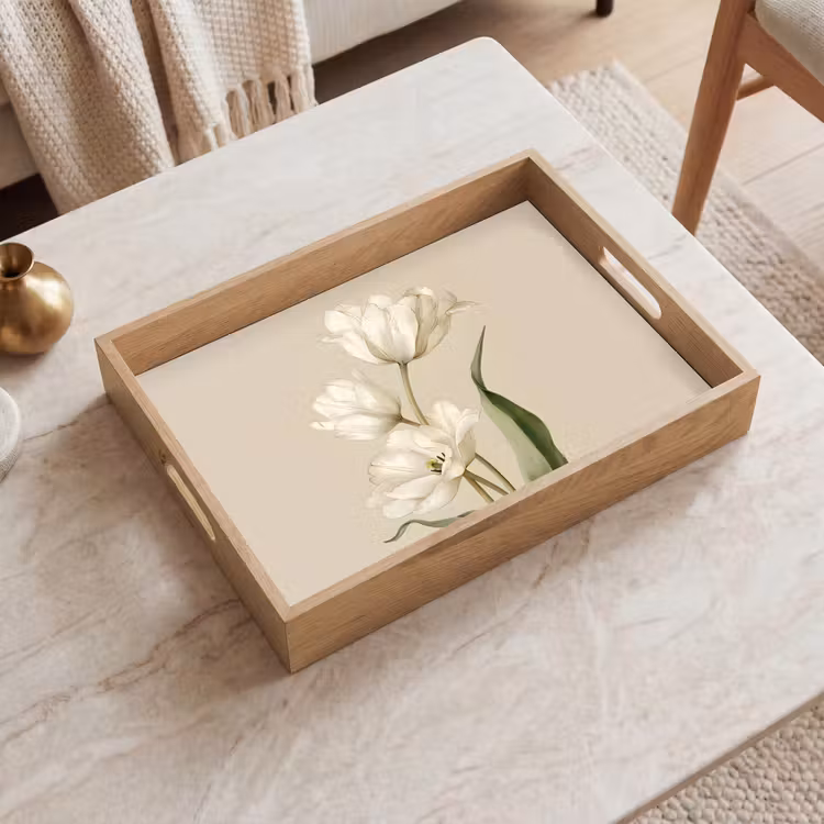 Dienblad - Tulpen - Wit - Bladeren — 2
